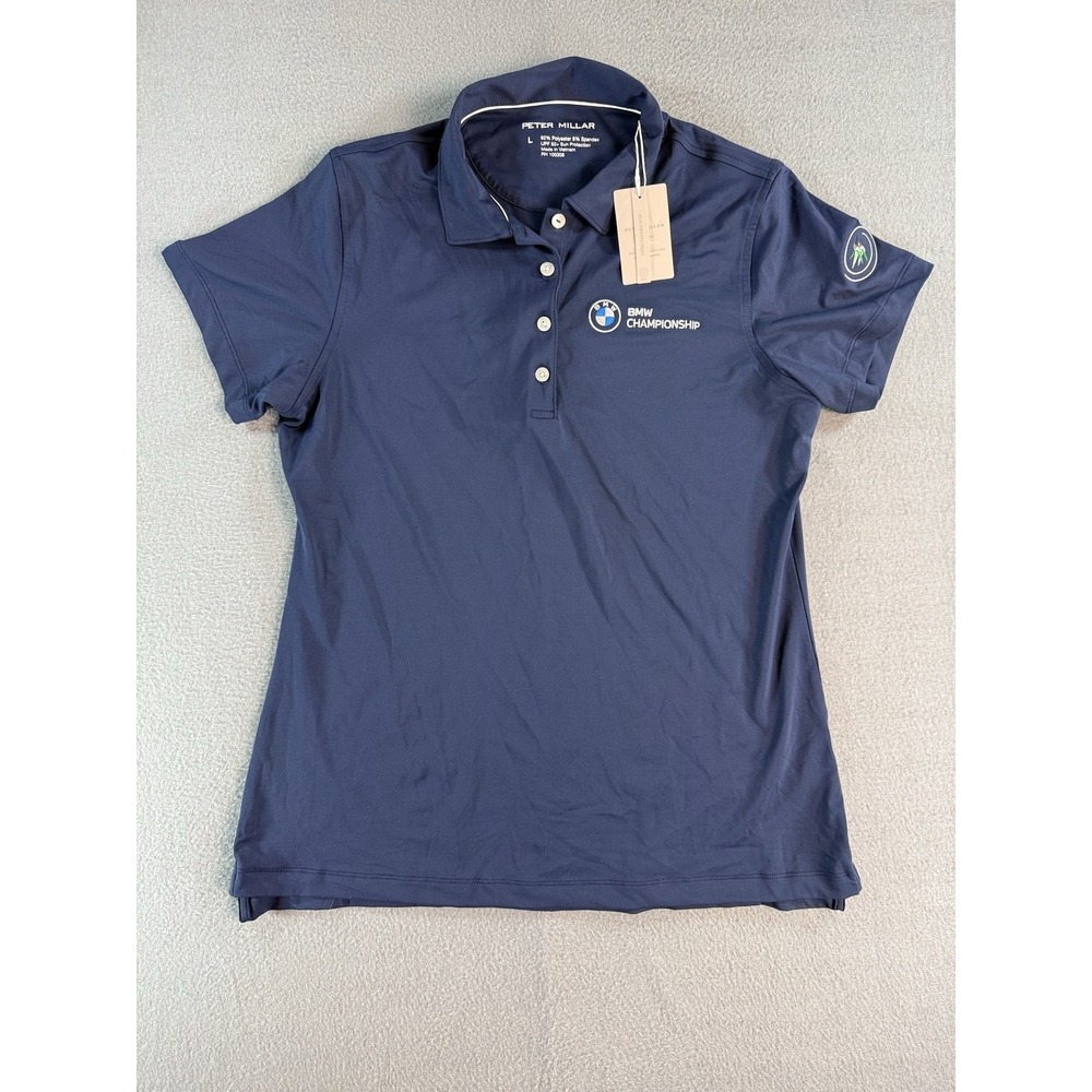 Peter Millar BMW Championship Womens Golf Polo Shirt Blue LE0EK10SBMW NWT L